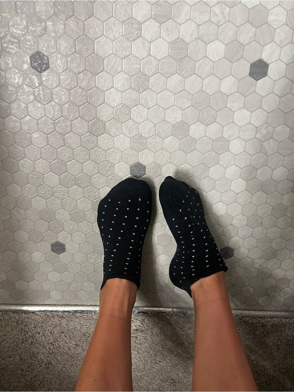 Women's Black Low-Cut Socks with White Dots